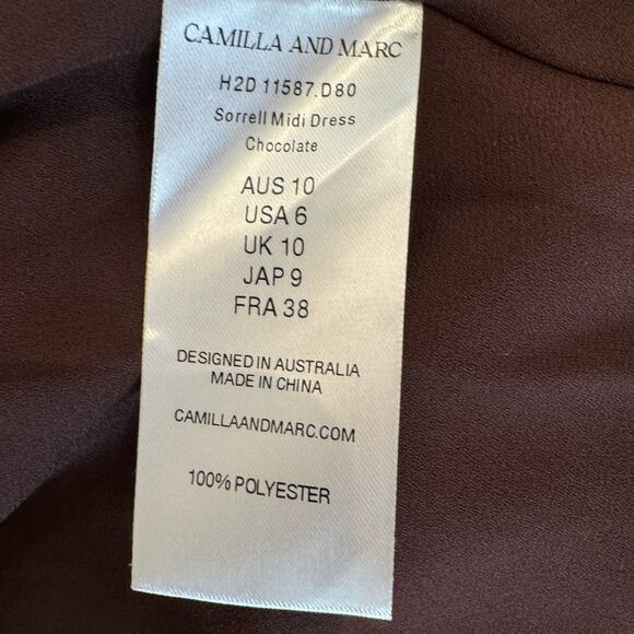 NWT Camilla & Marc sorrell satin midi dress chocolate brown cut out 6 - Picture 9 of 10